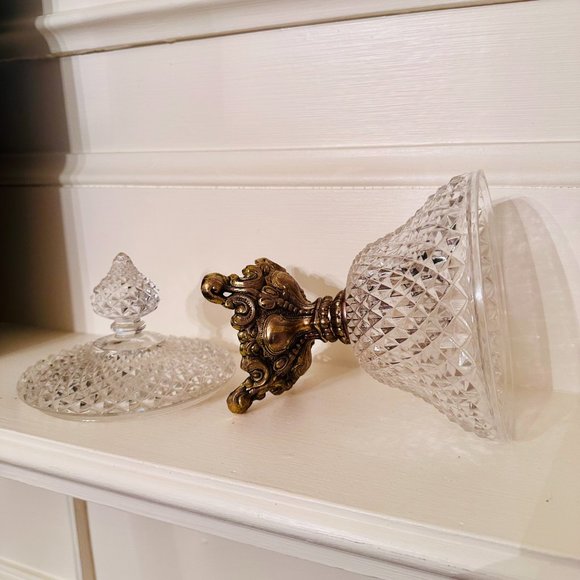 Vintage Diamond Point Glass Compote - Picture 3 of 15